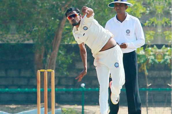 Shahbaz Nadeem picked up 5 for 75 to restrict Haryana to 251 for 7. Picture credit: KCA