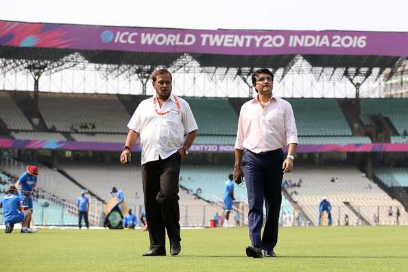 Sujan Mukherjee (left) seen with CAB president and former India captain Sourav Ganguly.