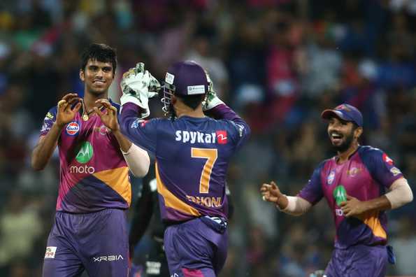 Dhoni smacked 40 off 26 to propel RPS to a fighting total of 162 before Sundar crippled MI's chase early with his 3 for 16.