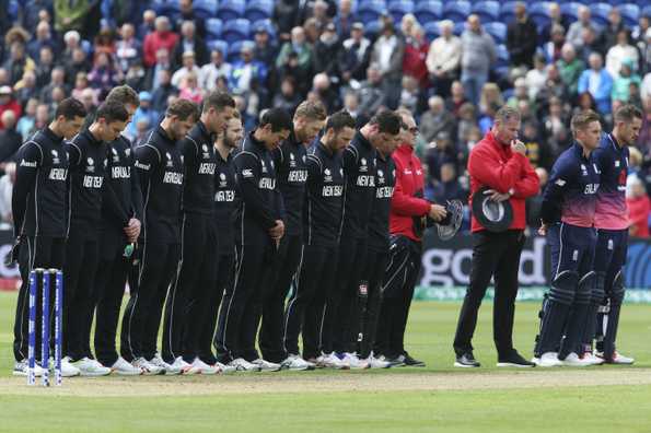 Players observe a minute's silence to show their solidarity with the victims of the London attacks.