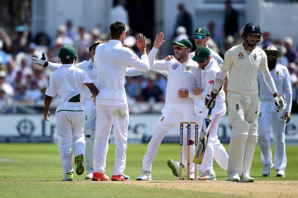 South Africa celebrate after completing the 340-run victory.