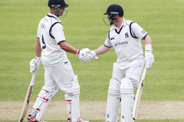 Tim Ambrose (right) was unbeaten on 76 at Stumps on Day 3.