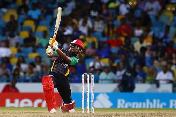 Evin Lewis had to be content with an unbeaten 97 when a Kieron Pollard no-ball ensured that St Nevis Patriots achieved the winning score.