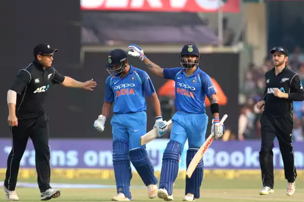 Rohit and Kohli scored centuries and put on a record-breaking second-wicket stand of 230 runs that laid the foundation for India's win