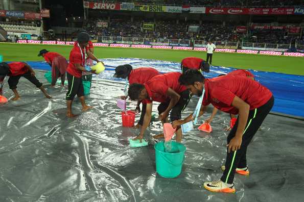 Within 40 minutes of the rain stopping, the groundsmen ensured that cricket got underway.