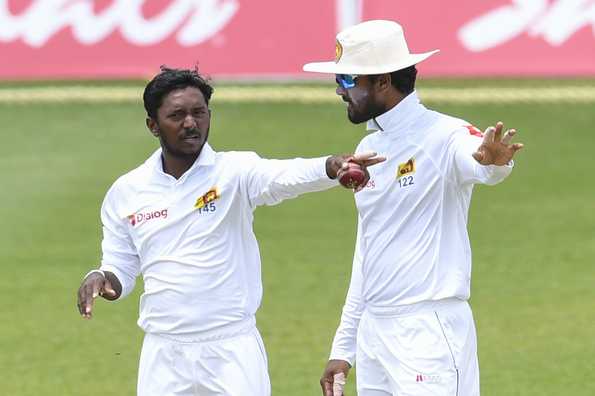 Akila Dananjaya took two wickets in Sri Lanka's defeat at Galle.