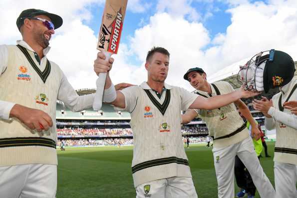 Australia declared their innings after David Warner reached 335