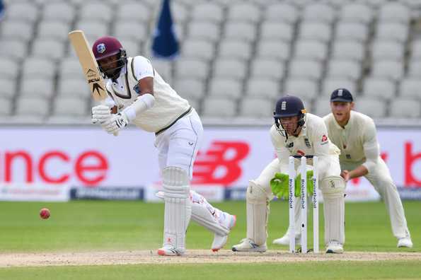 Kraigg Brathwaite remained unbeaten on 41 at Lunch