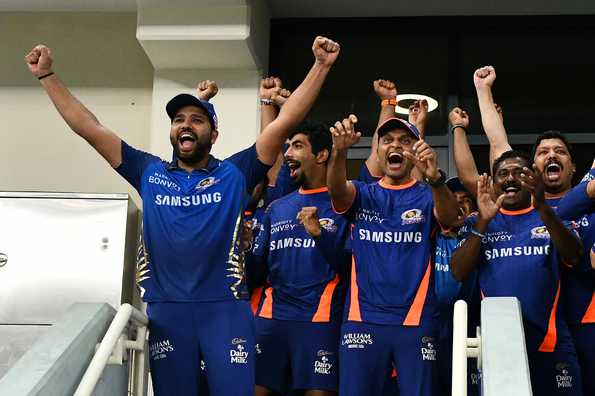 The Winning Moment: Captain Rohit Sharma celebrates the clinching of MI's fifth title.