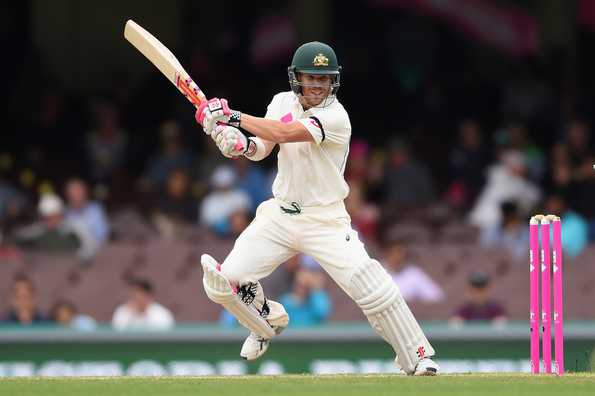 David Warner scores his first century against West Indies.