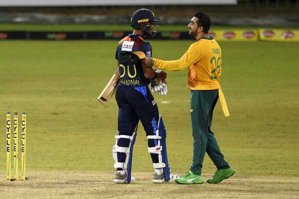 Dinesh Chandimal's half-century went in vain in the first T20I while Tabraiz Shamsi bowled only two overs