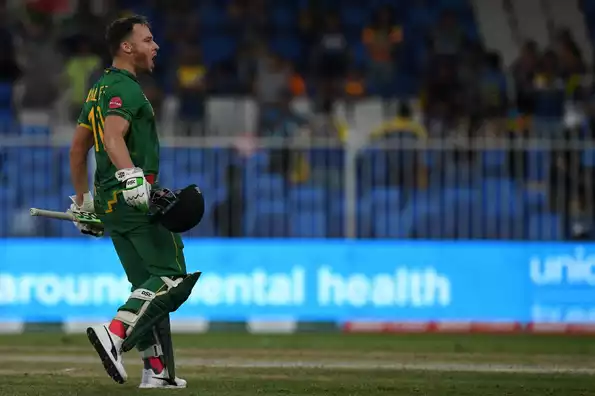 David Miller (23* off 13) was South Africa's Asif Ali at the Sharjah Cricket Stadium