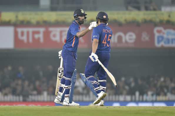 Rahul and Rohit put on a 117-run opening stand in the chase.