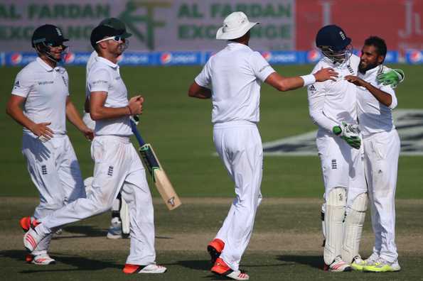 Adil Rashid took a fifer on debut to set England a target of 99 in the final innings.