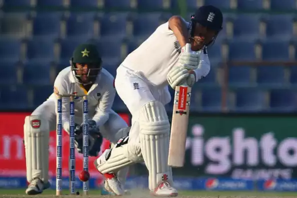 Alastair Cook plays a shot en route his double century during the fourth day's play of the first Test.