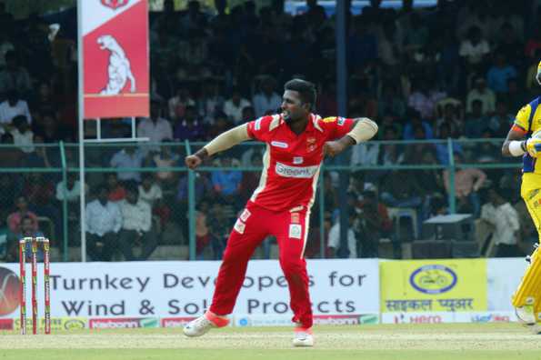 Man of the Match Mitrakant Yadav and skipper Rohit Sabharwal celebrate K Gowtham's wicket