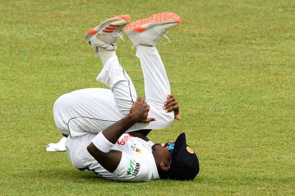 Vishwa Fernando was hit on the helmet by a Shoriful Islam delivery.