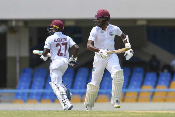 Brathwaite and Blackwood shared a 63-run stand before a mini collapse of 3 for 33 leading up to Tea.