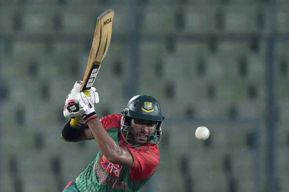 Bangladesh cricketer Soumya Sarkar plays a shot during the second One Day International match between Bangladesh and South Africa at the Sher-e-Bangla National Cricket Stadium in Dhaka on July 12, 2015