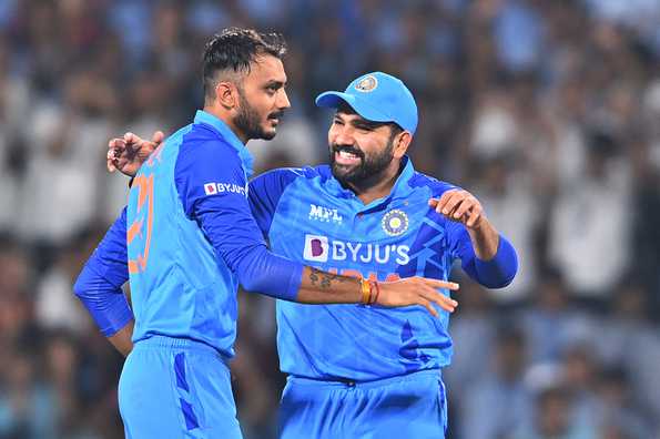 Axar Patel bagged two wickets before Rohit Sharma struck an unbeaten 46