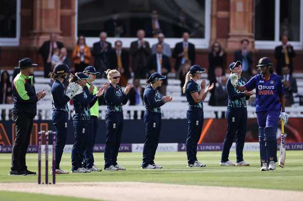  Goswami received a guard of honour from the England side when she walked out to bat