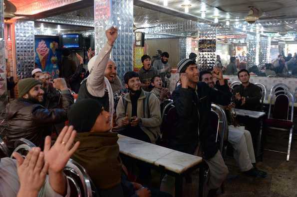 Fans in Afghanistan cheer on as their team near their first ever World Cup victory