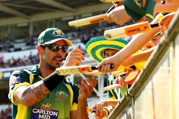 Johnson obliges fans after Australia win the trophy