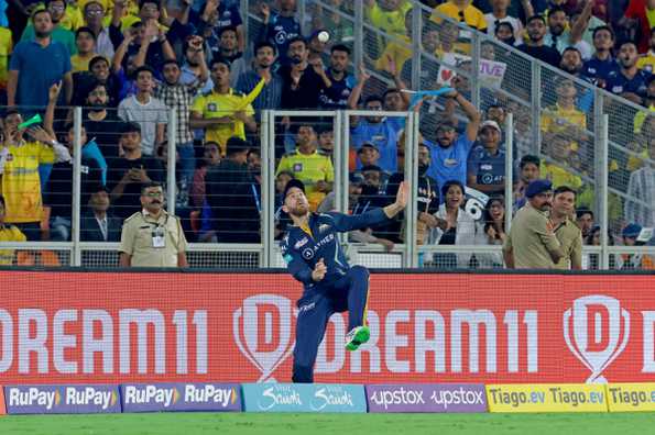 The Gujarat Titans batter injured himself while attempting a catch in the deep against CSK