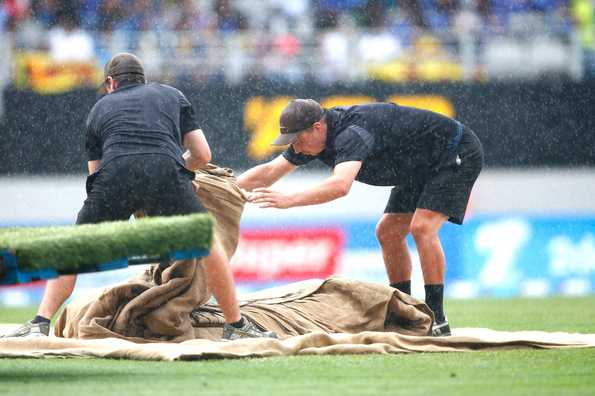 Rain stopped play in Auckland.