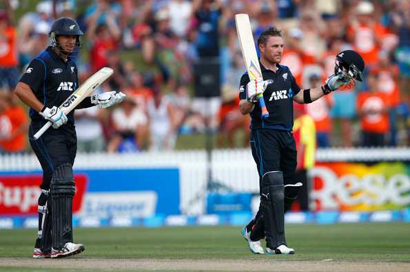 McCullum acknowledges the crowd after scoring a superb ton.