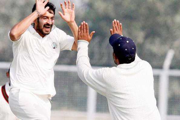 Mohit Sharma took four for 46 that included a hat-trick as Delhi were all out for 278 in the first innings.