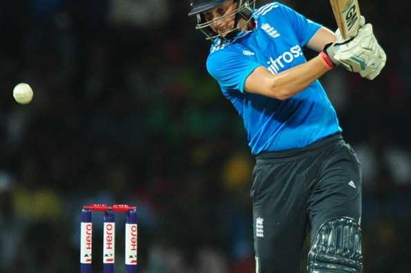 England cricketer Joe Root plays a shot during the seventh and final One Day International (ODI) match between Sri Lanka and England at the R. Premadasa Cricket Stadium in Colombo on December 16, 2014AFP PHOTO / LAKRUWAN WANNIARACHCHI