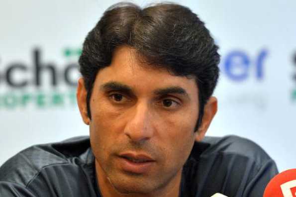 Pakistan's one-day cricket captain Misbah-ul-Haq speaks with the media in Dubai on December 6, 2014