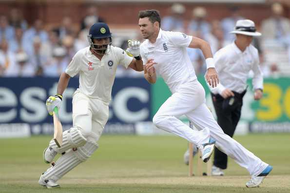 Jadeja takes off for a single while Anderson runs across.