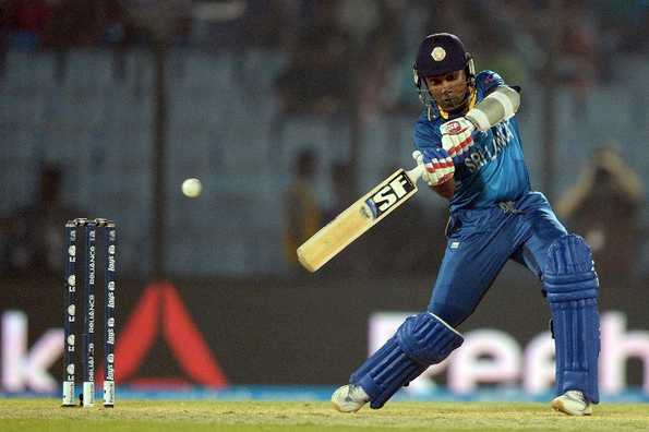 Mahela Jayawardene plays a shot.