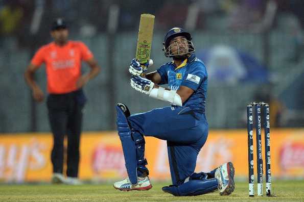 Tillakaratne Dilshan plays a shot.