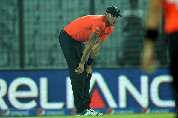 England captain Stuart Broad reacts after a dropped catch.