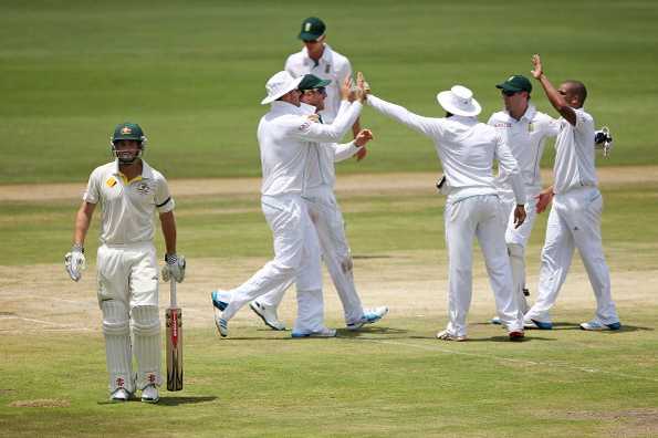 Shaun Marsh leaves the field after getting out to Vernon Philander.