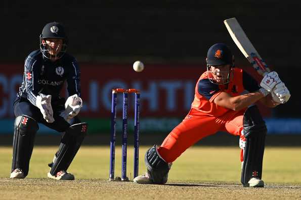 De Leede became only the fourth player to complete the double of a five-wicket haul and a century in an ODI.