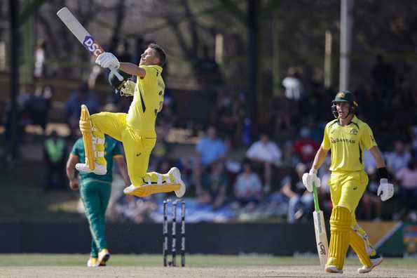 David Warner celebrates getting to his 20th ODI century.