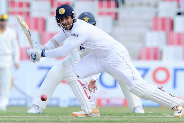 Kumar Sangakkara plays a shot.