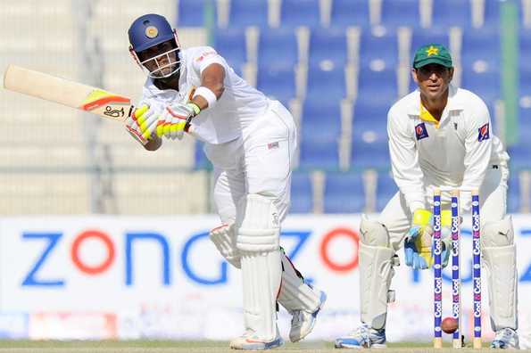 Dinesh Chandimal in action on Day 4.