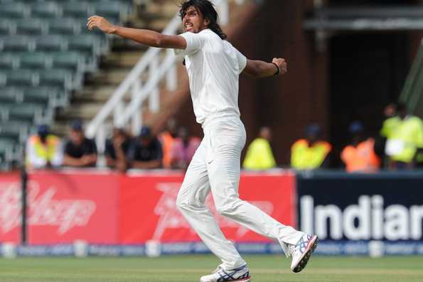 Ishant Sharma celebrates after taking a wicket.