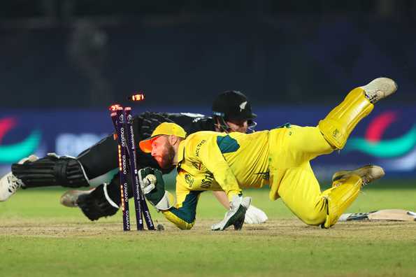 Photo finish: James Neesham can't complete the second run.