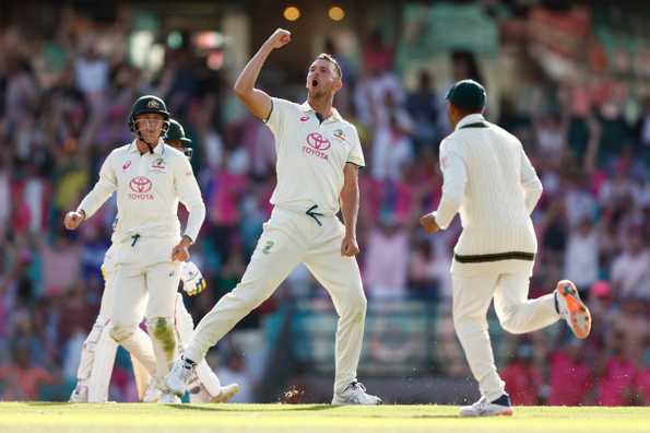 Hazlewood picked up three wickets in five balls, in the penultimate over on Day 3. 