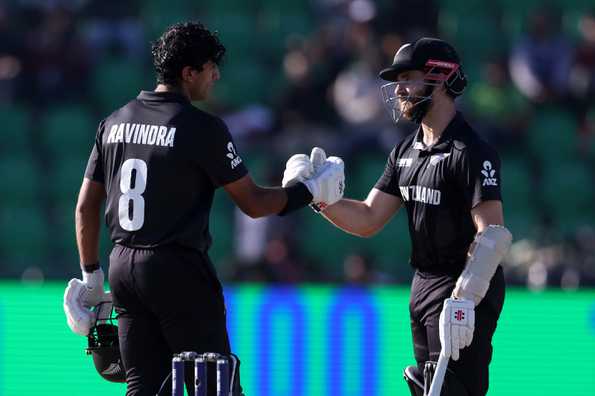 Rachin Ravindra celebrates his century 