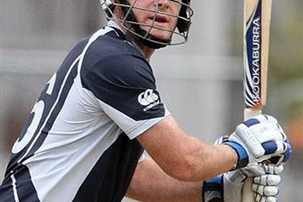 Jamie How of New Zealand plays the ball during the second one-day international at the AMI stadium in Christchurch on January 3, 2009. How has paid the price for an extended run of poor form and been dropped from the New Zealand cricket squad for the last two one-day internationals against the West Indies.