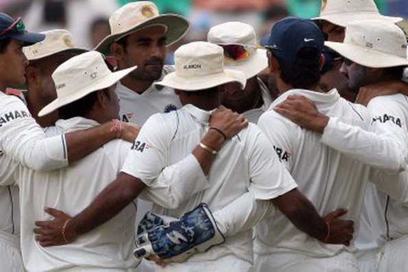 Indian players huddle during the fourth Test against Australia in Nagpur, central India, on November 10. West Indian captain Chris Gayle Wednesday said Australia's Test series defeat in India could be a turning point in international cricket that will make the game better.