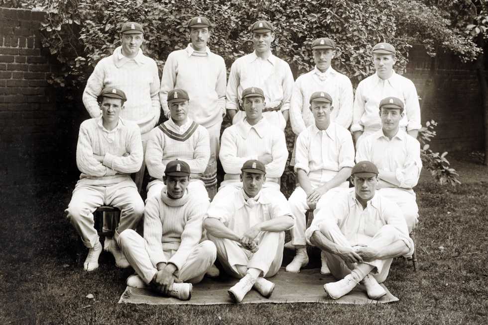 Frank Foster (seated, far left) with the England team that also features CB Fry, Jack Hobbs, Pelham Warner and Sydney Barnes among others