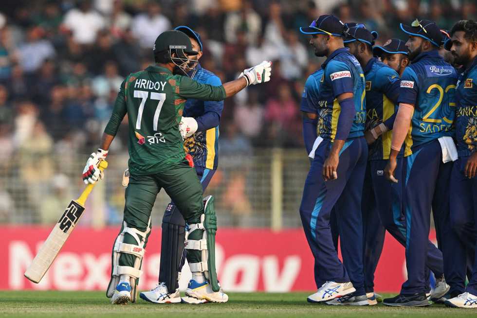 Towhid Hridoy was involved in a heated exchange with members of the Sri Lankan team after his dismissal.